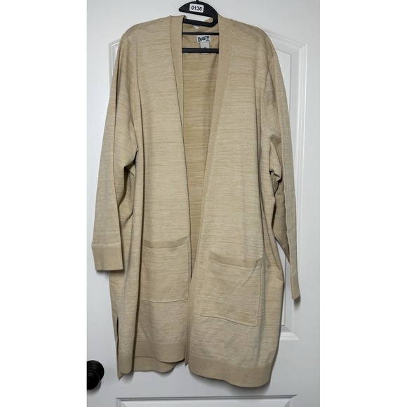 Duluth Trading Co Jackets & Blazers - Duluth Trading Duster Cardigan Womens 3X Plus Beige Open Front Cotton Minimalist